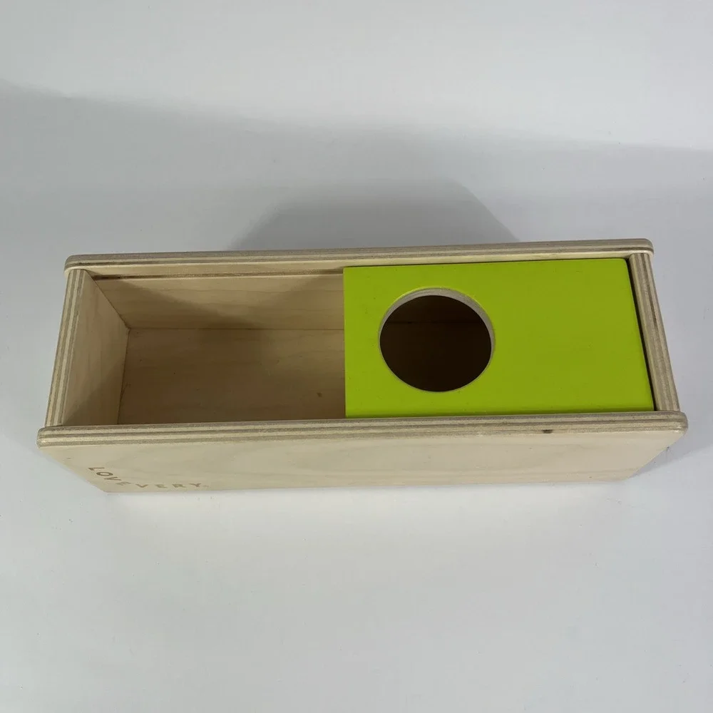 Lovevery wooden‎ sliding top box (ball missing) thinker play kit montessori